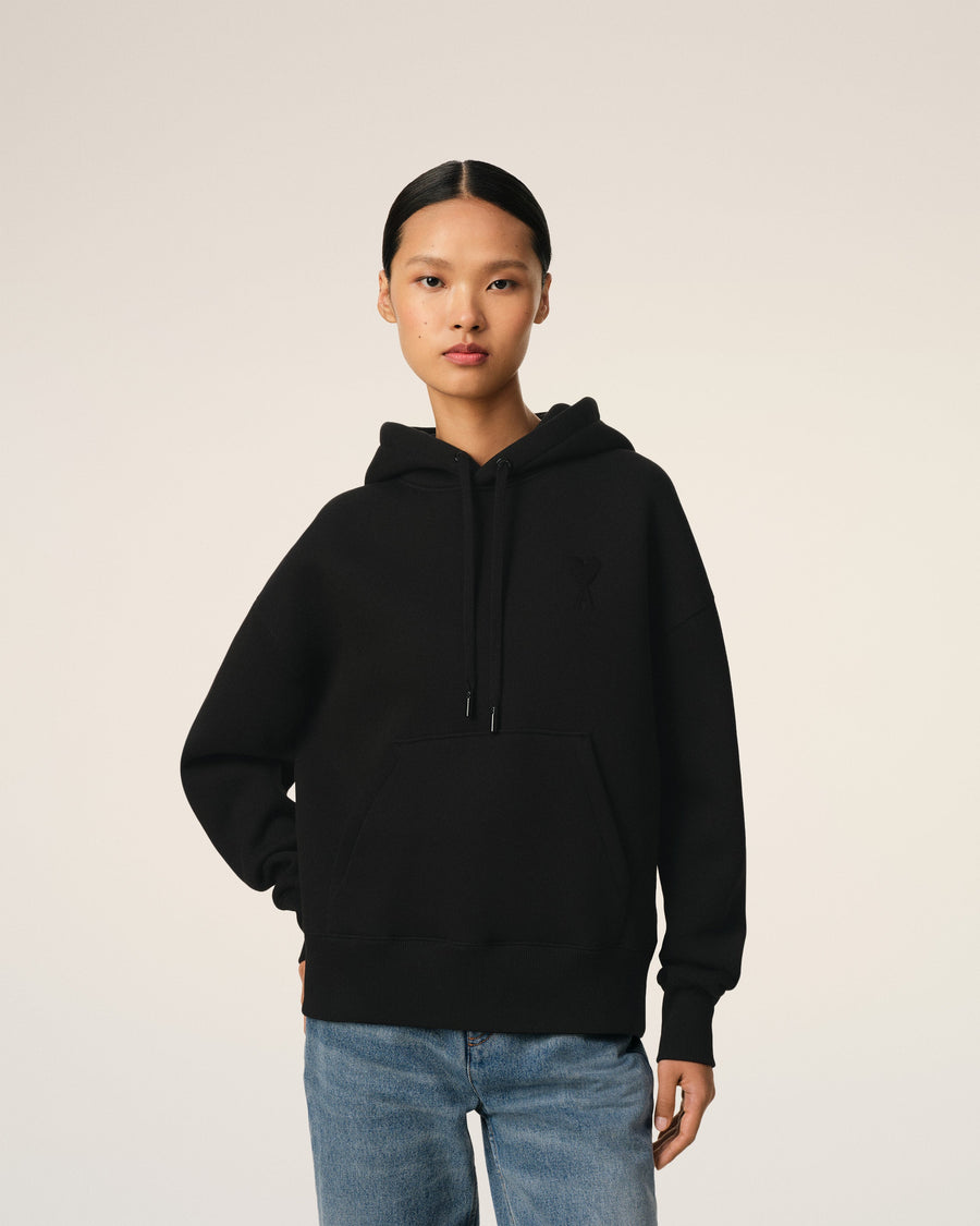 Black Cotton Ami de Coeur Hoodie