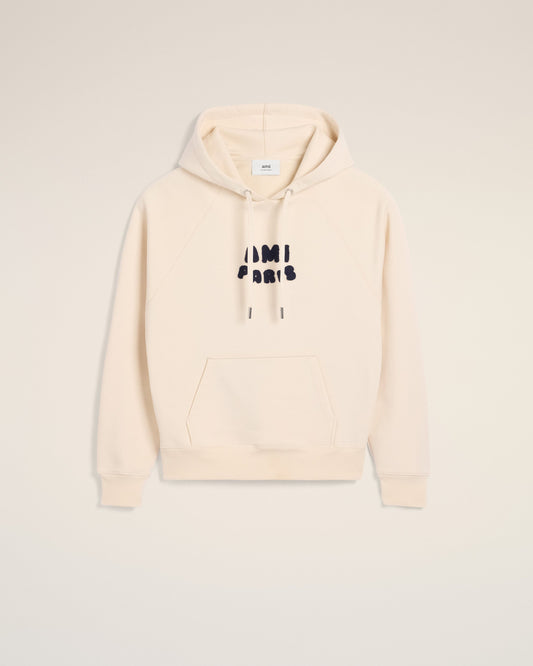 Beige Cotton Hoodie With Ami Paris Patch