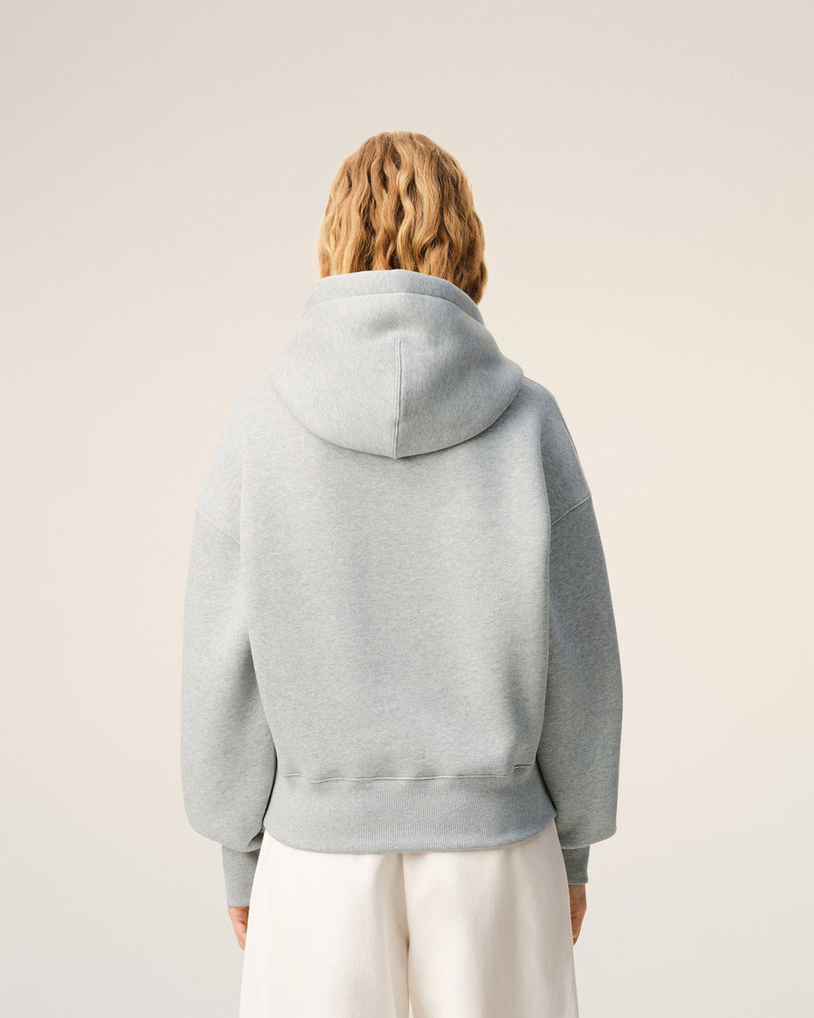 Grey Cotton Embossed Ami De Coeur Hoodie