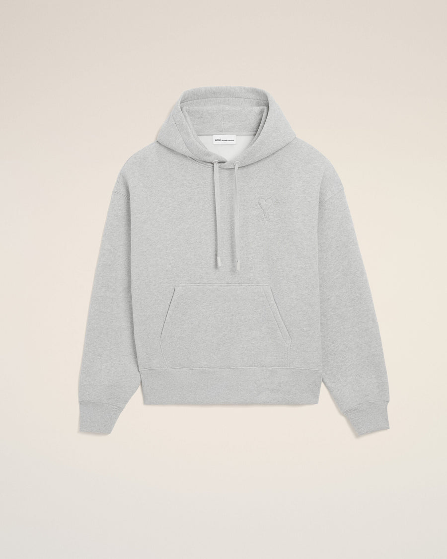 Grey Cotton Embossed Ami De Coeur Hoodie