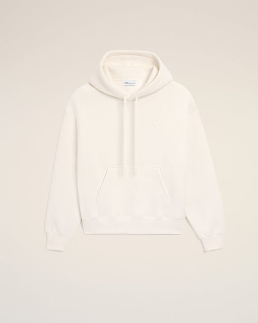 White Cotton Embossed Ami De Coeur Hoodie