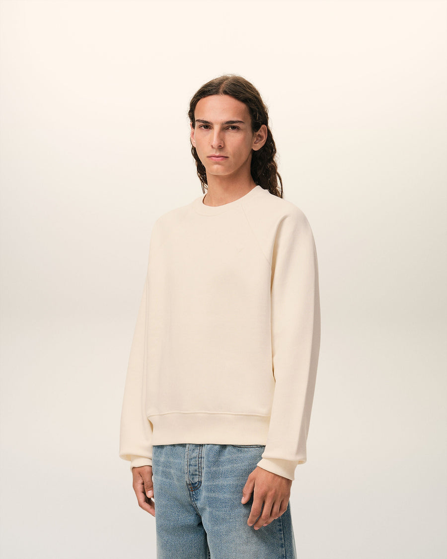 White Cotton Embossed Ami De Coeur Sweatshirt