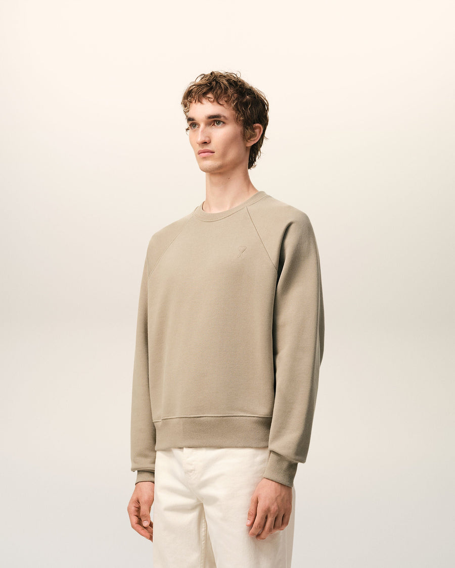 Beige Cotton Embossed Ami De Coeur Sweatshirt