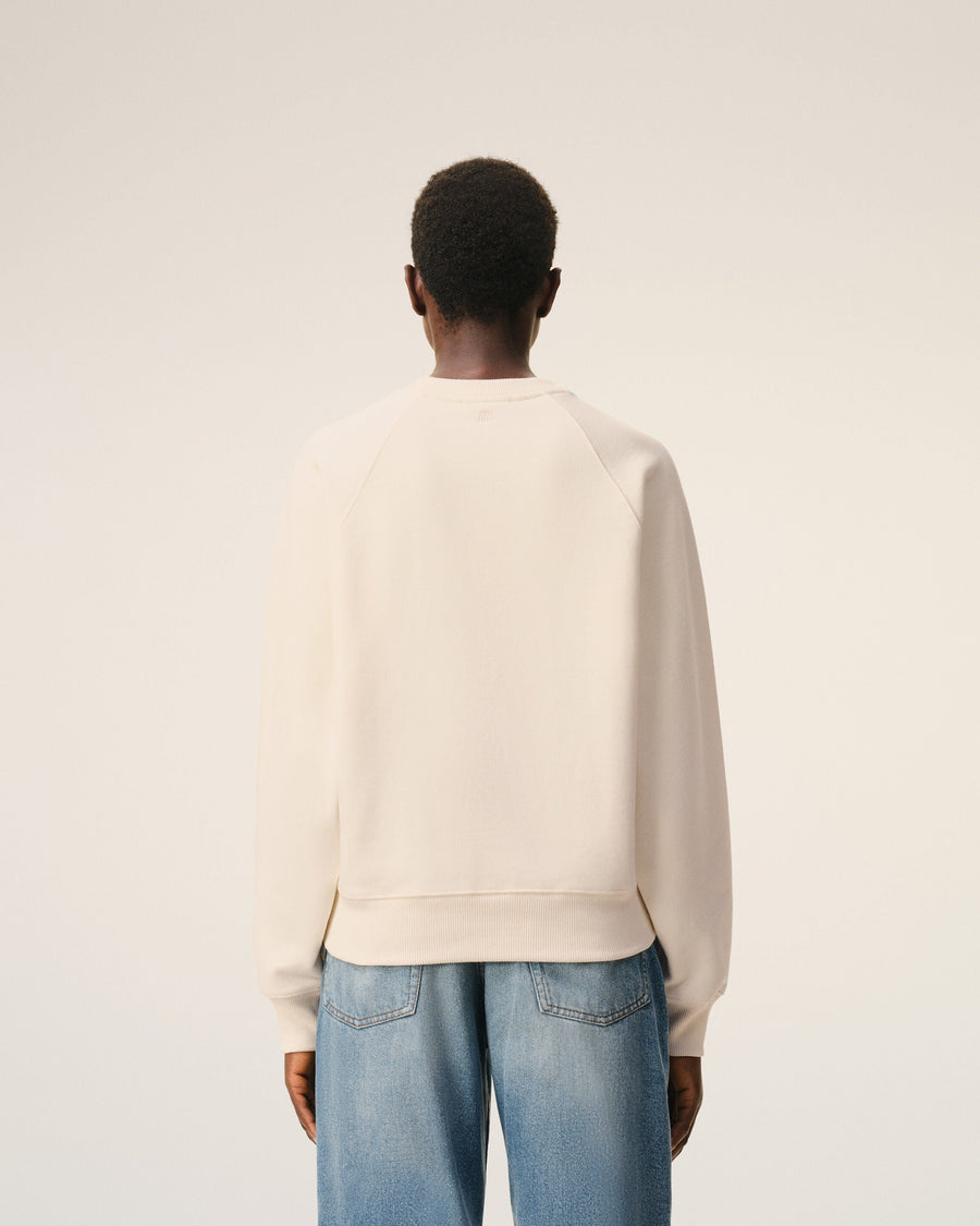 White Cotton Embossed Ami De Coeur Sweatshirt