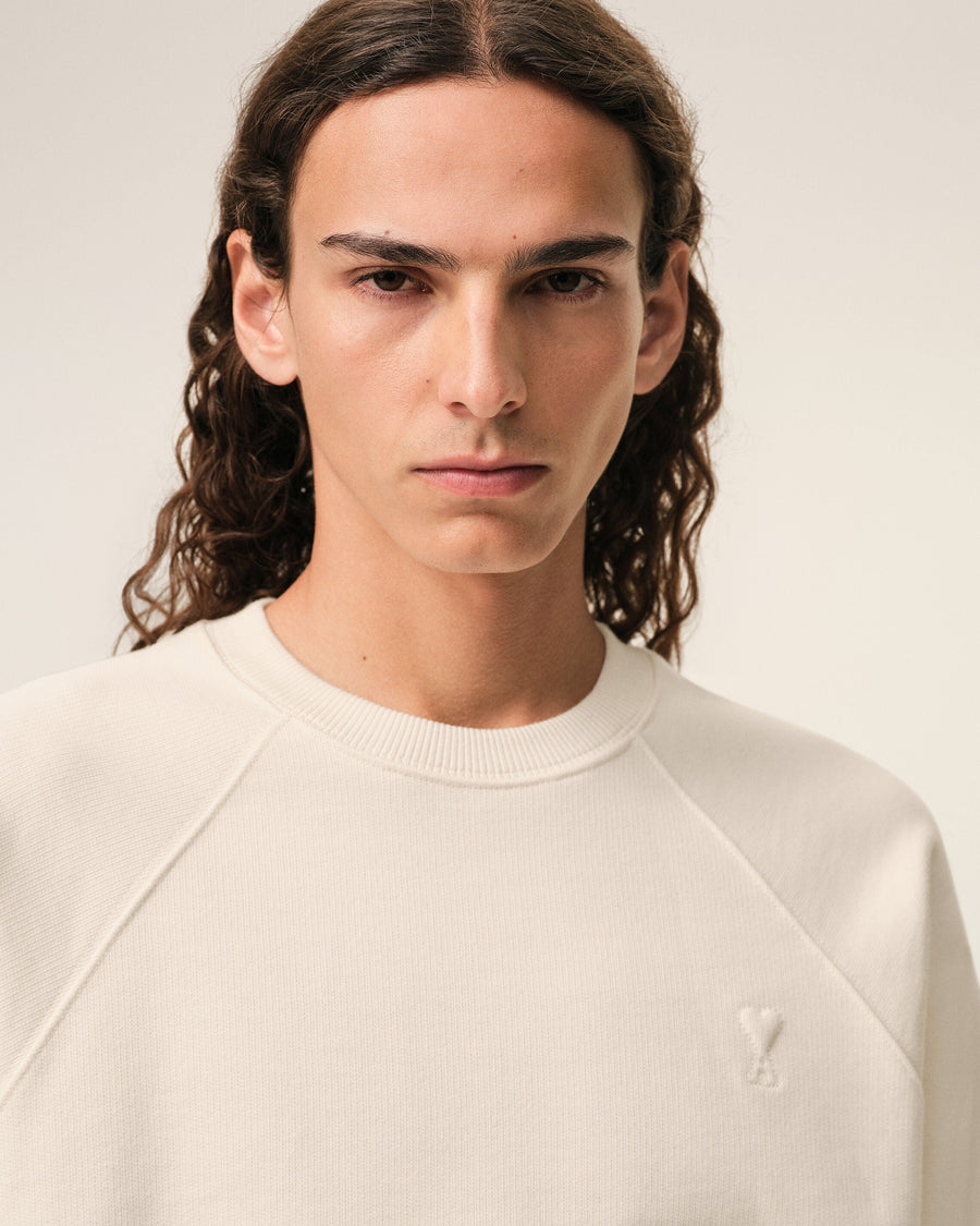 White Cotton Embossed Ami De Coeur Sweatshirt