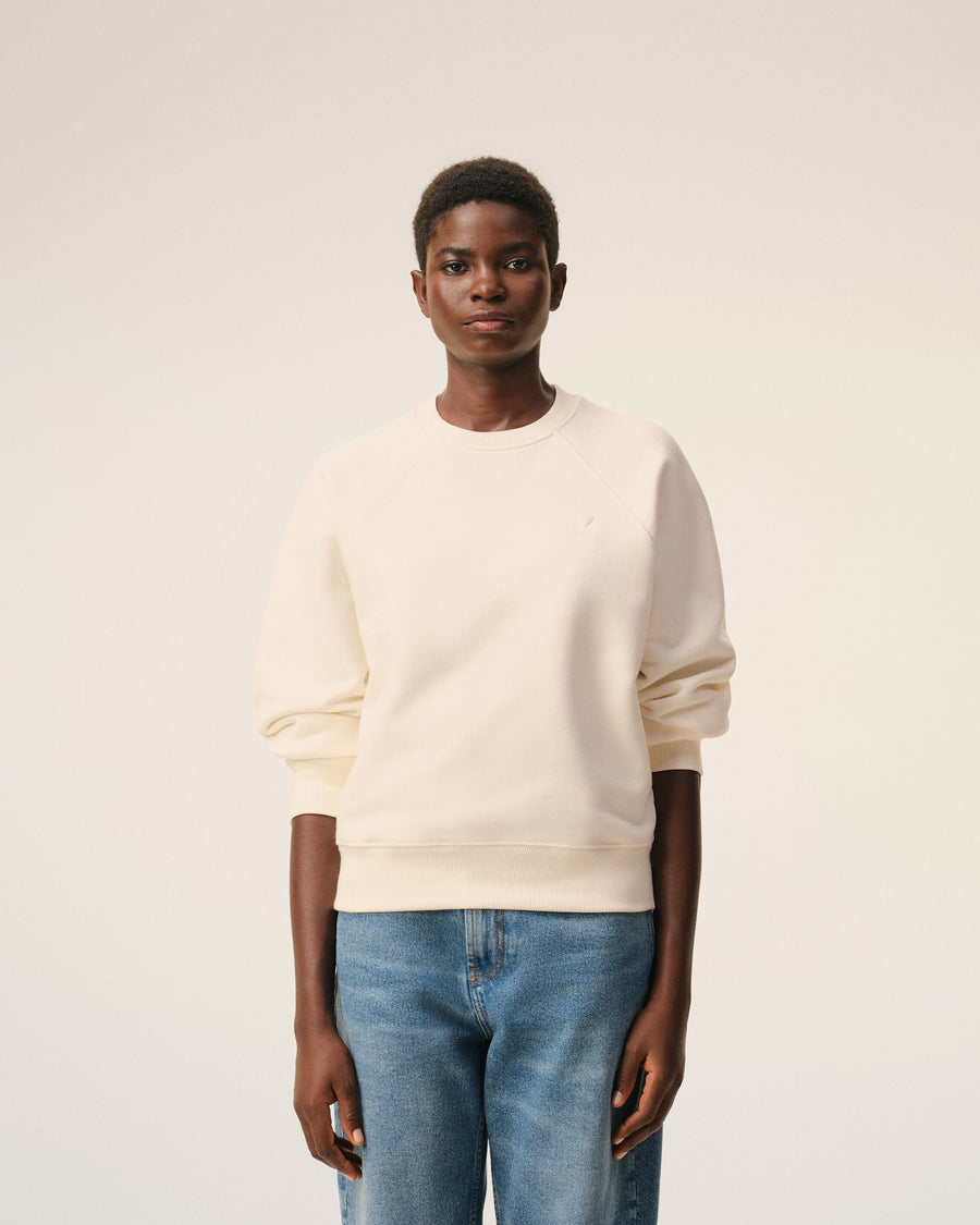 White Cotton Embossed Ami De Coeur Sweatshirt