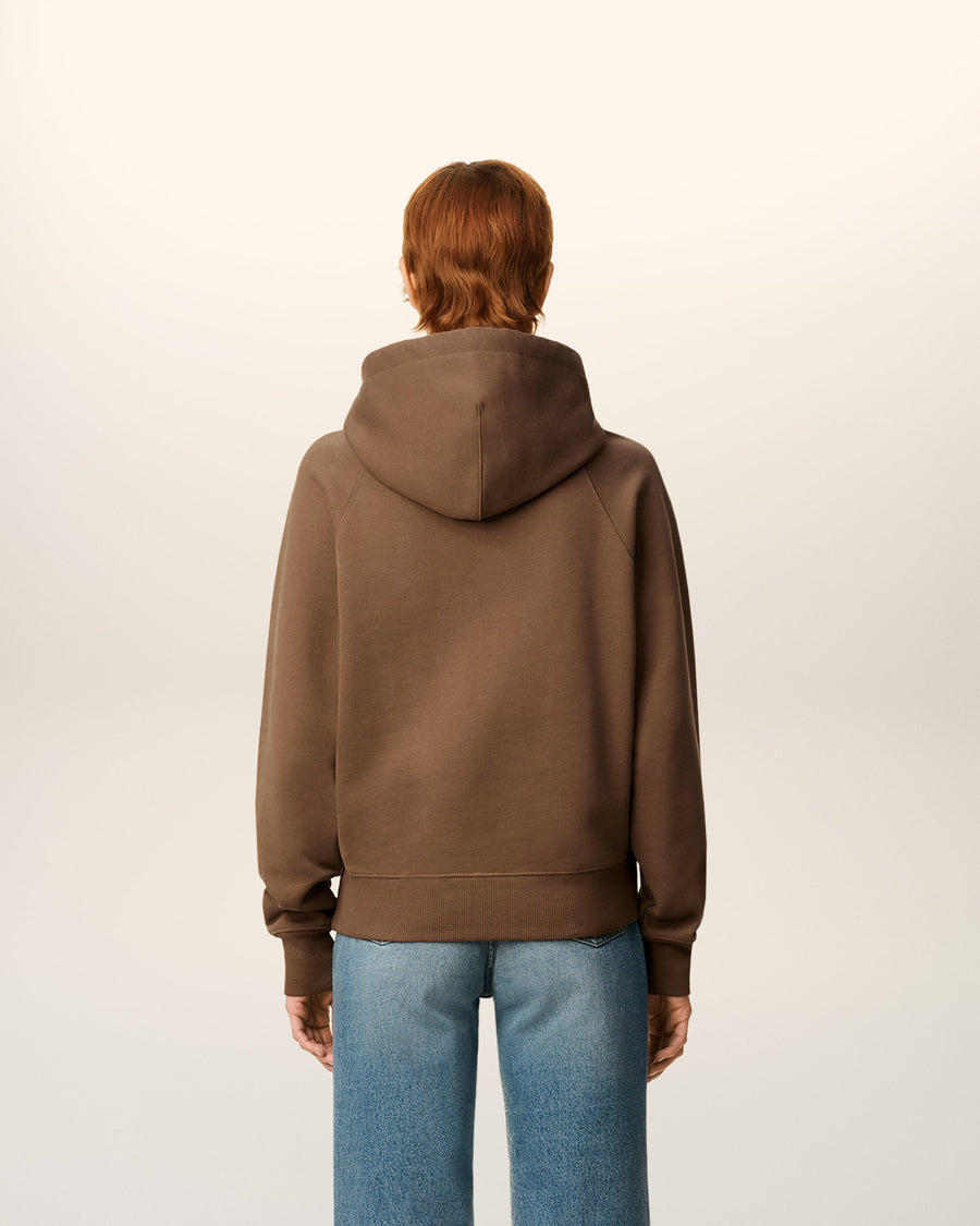 Brown Cotton Ami De Coeur Hoodie