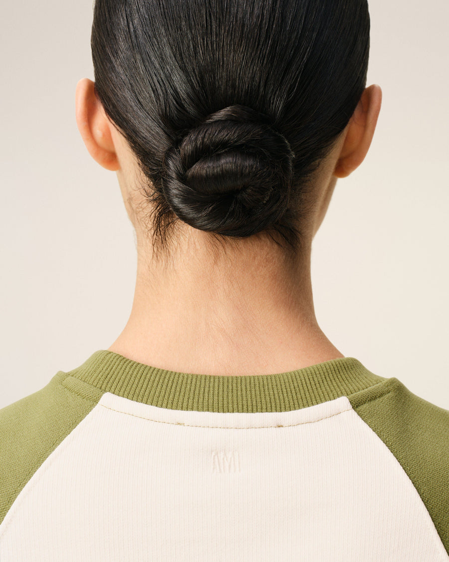 White And Green Cotton Knitted Ami De Coeur Sweatshirt