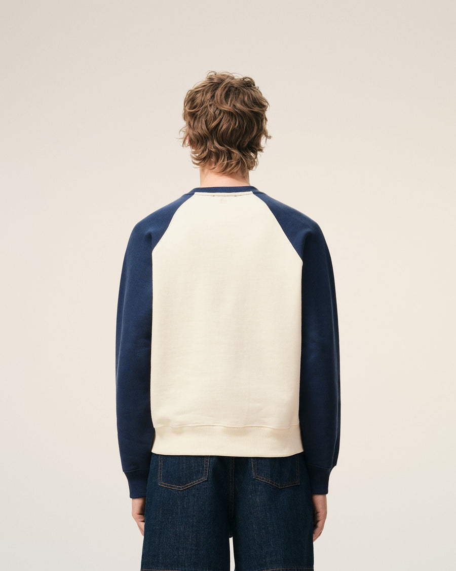 White And Blue Cotton Knitted Ami De Coeur Sweatshirt