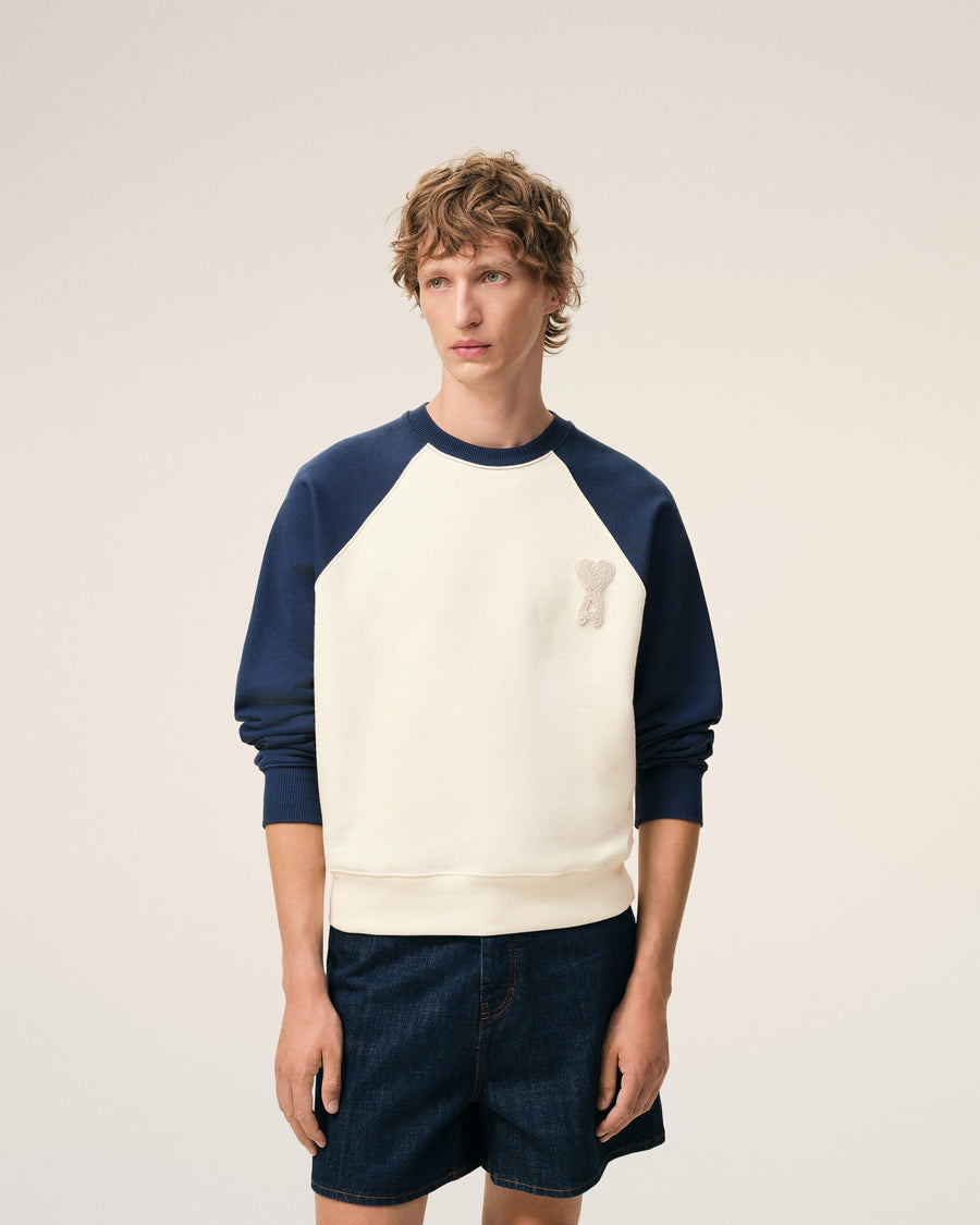 White And Blue Cotton Knitted Ami De Coeur Sweatshirt