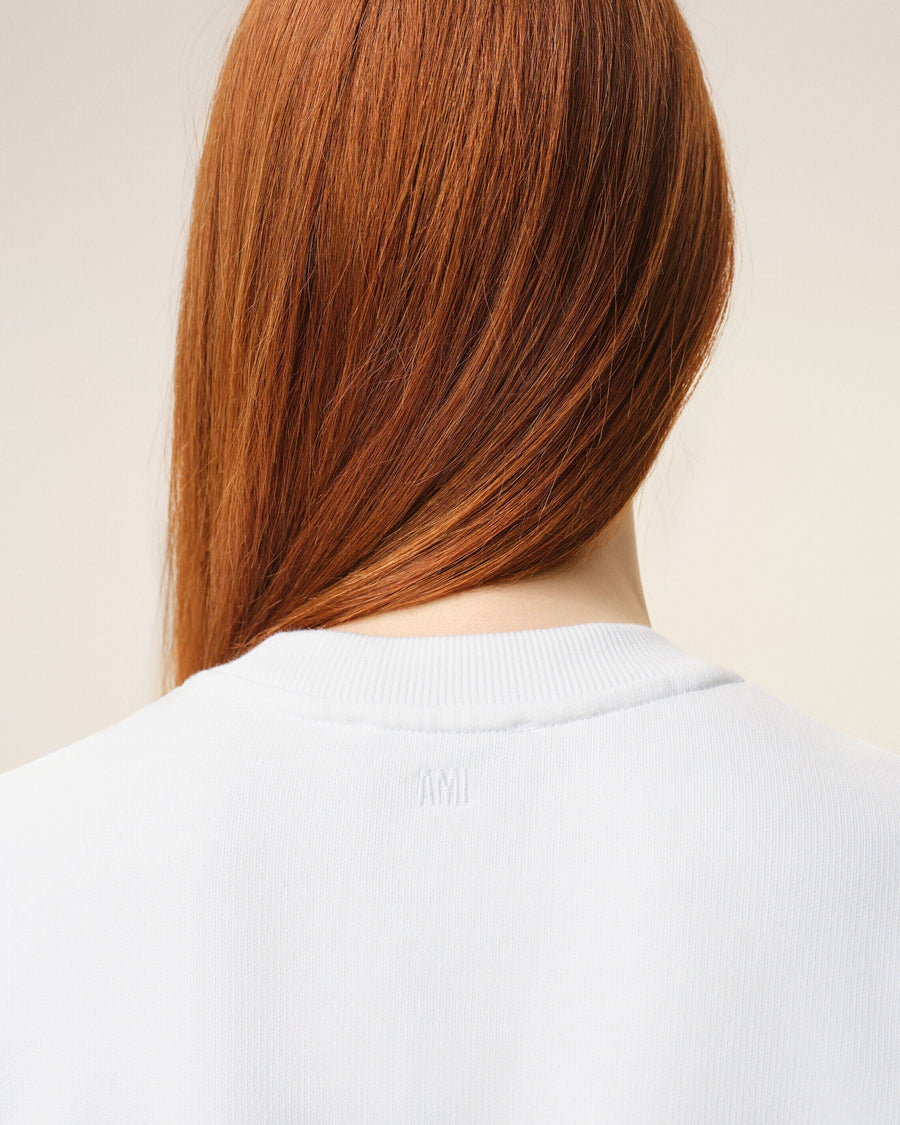White Cotton Knitted Ami De Coeur Sweatshirt