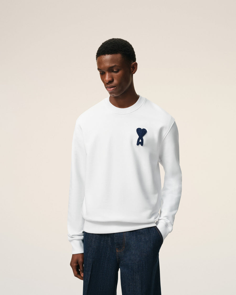 White Cotton Knitted Ami De Coeur Sweatshirt