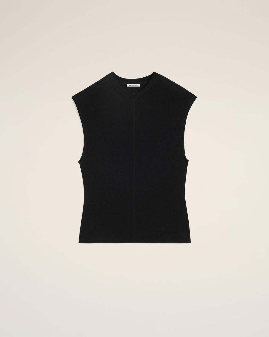 Black Jersey Sleeveless Fitted Top