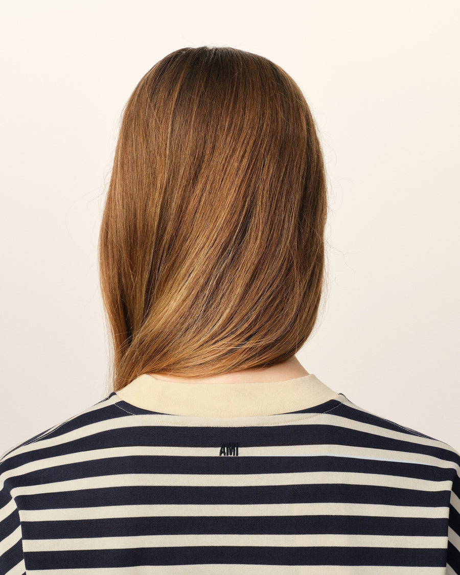 Navy Recycled Cotton Loose Striped T-Shirt