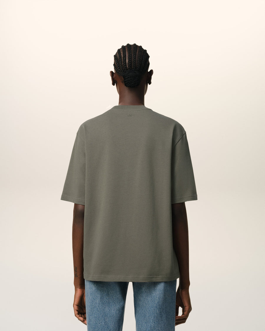 Taupe Cotton Tonal Ami de Coeur T-Shirt