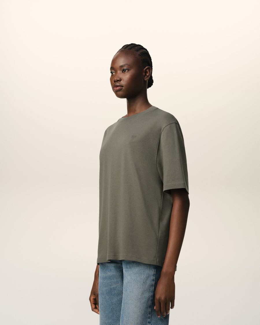 Taupe Cotton Tonal Ami de Coeur T-Shirt