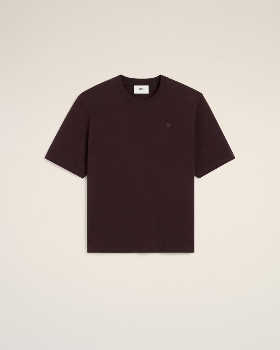 Burgundy Cotton Tonal Ami de Coeur T-Shirt