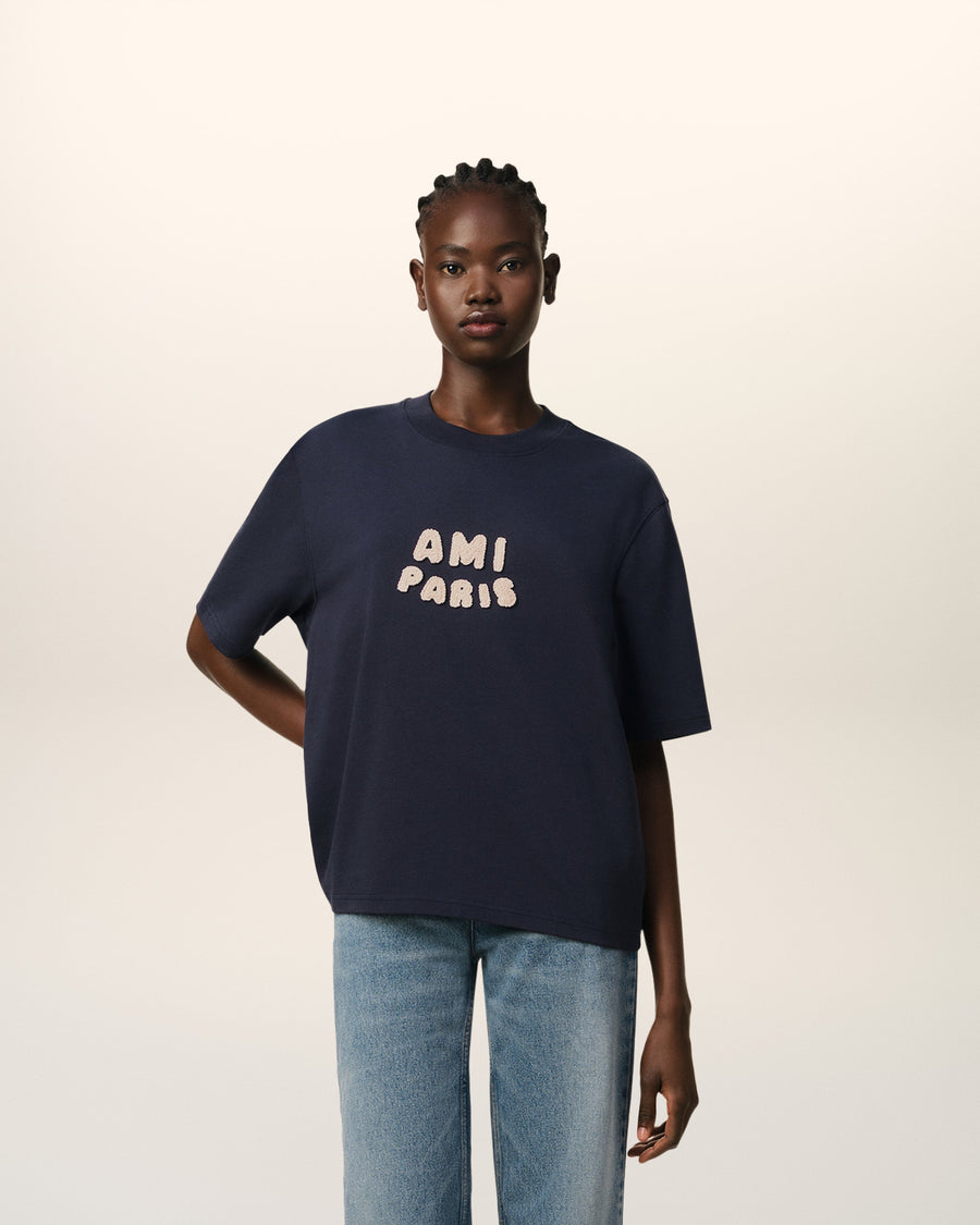 Navy Cotton Ami Paris Patch T-Shirt