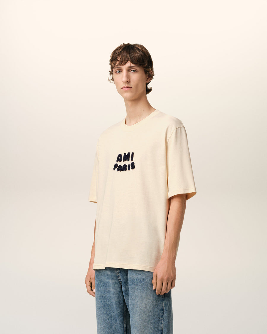 Beige Cotton Ami Paris Patch T-Shirt