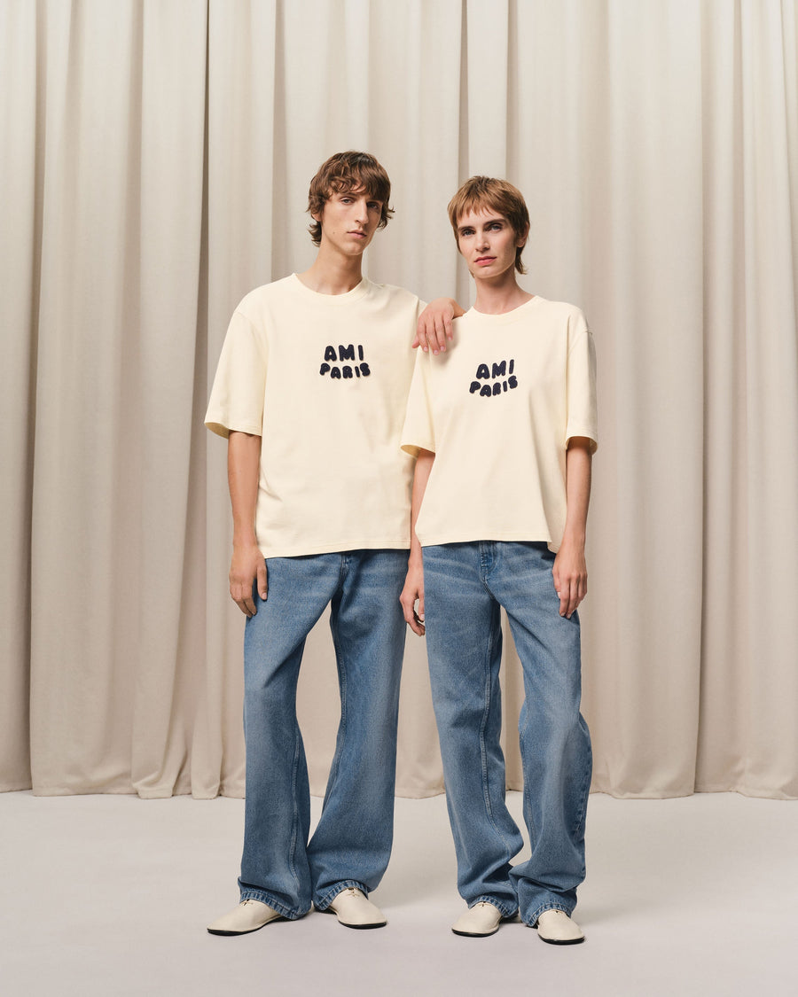 Beige Cotton Ami Paris Patch T-Shirt