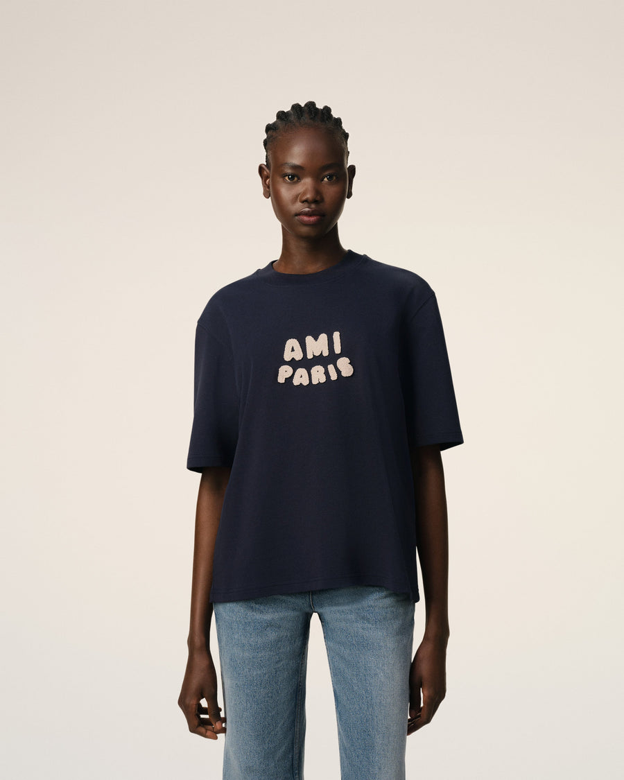 Navy Cotton Ami Paris Patch T-Shirt
