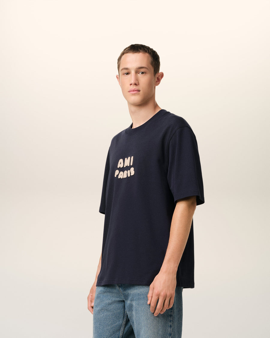 Navy Cotton Ami Paris Patch T-Shirt