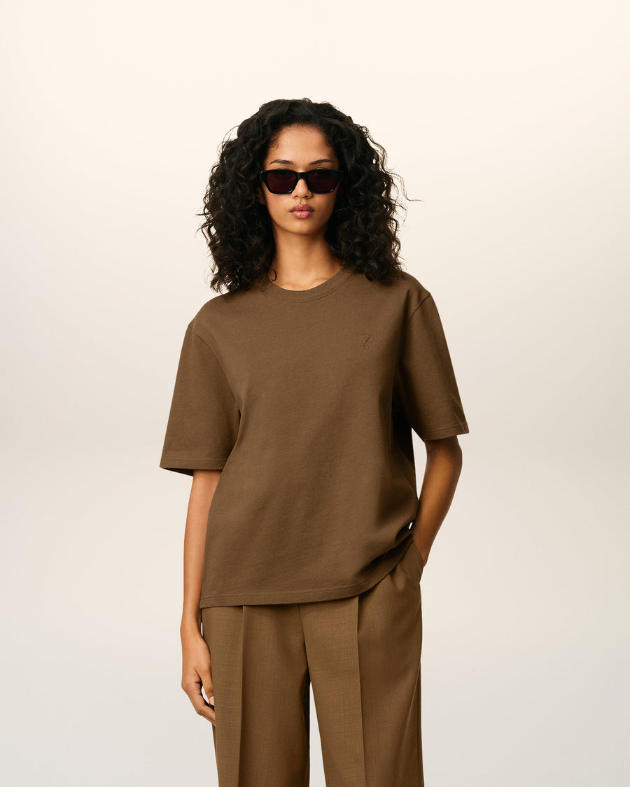 Brown Cotton Ami De Coeur T-shirt