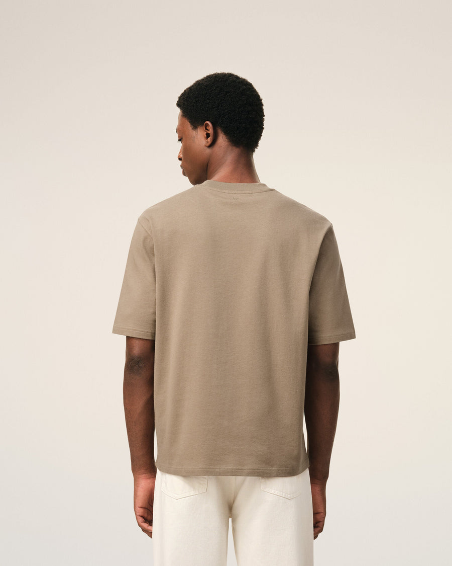 Beige Cotton Embossed Ami De Coeur T-shirt