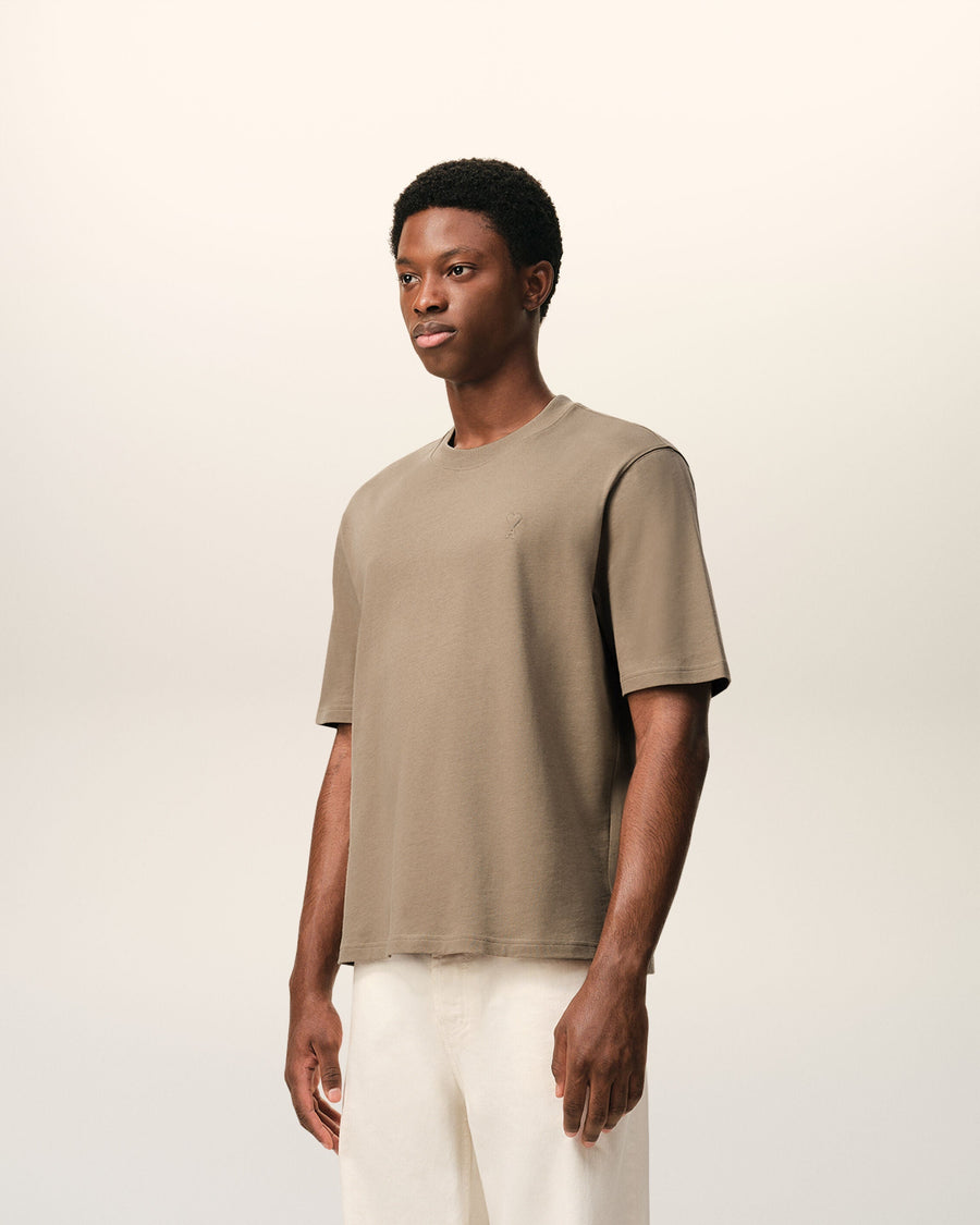 Beige Cotton Embossed Ami De Coeur T-shirt