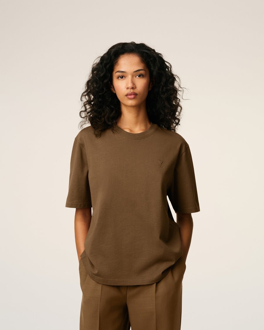 Brown Cotton Ami De Coeur T-shirt