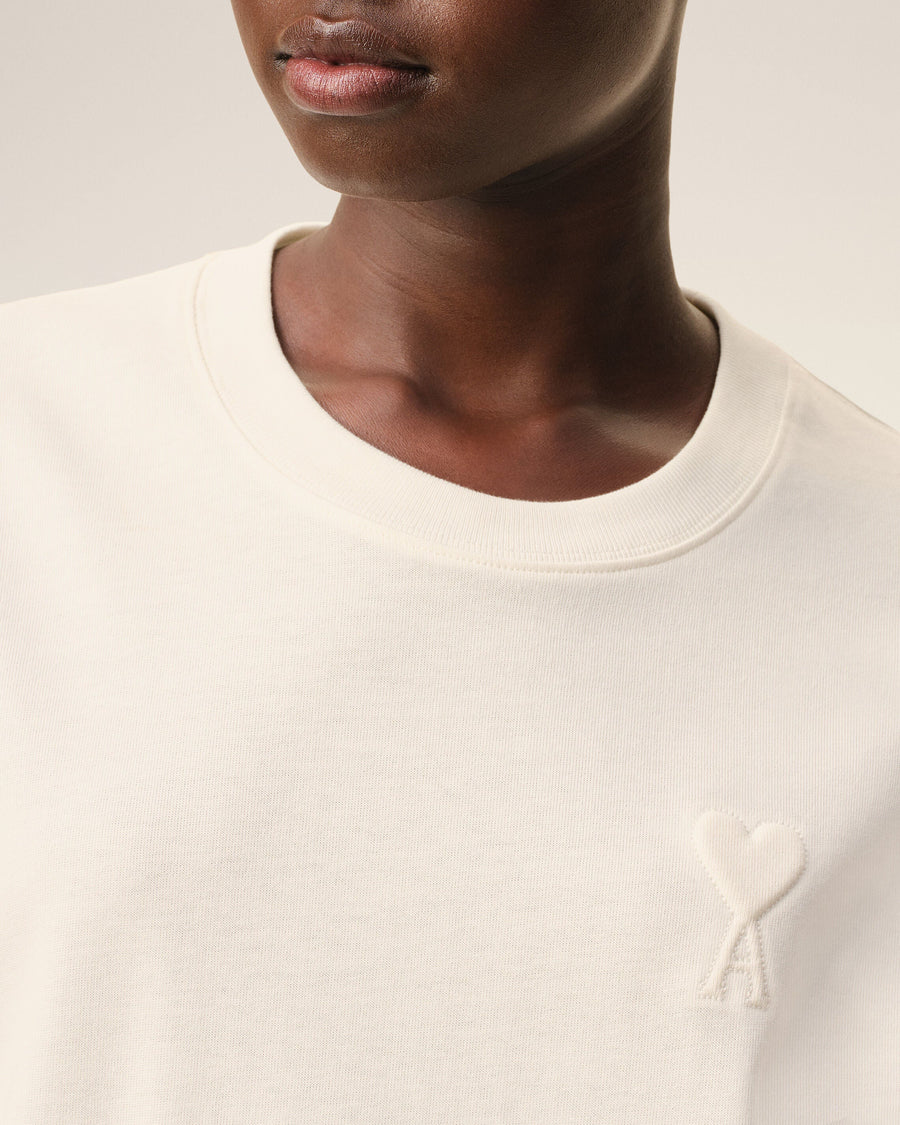 White Cotton Ami De Coeur Embossed T-shirt