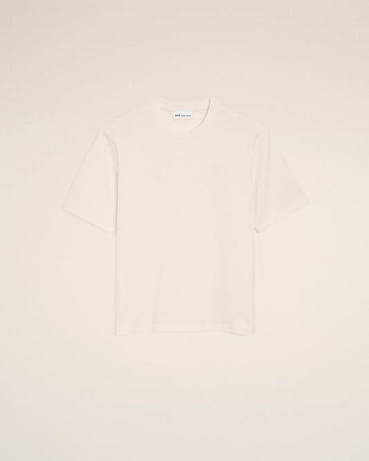 White Cotton Ami De Coeur Embossed T-shirt
