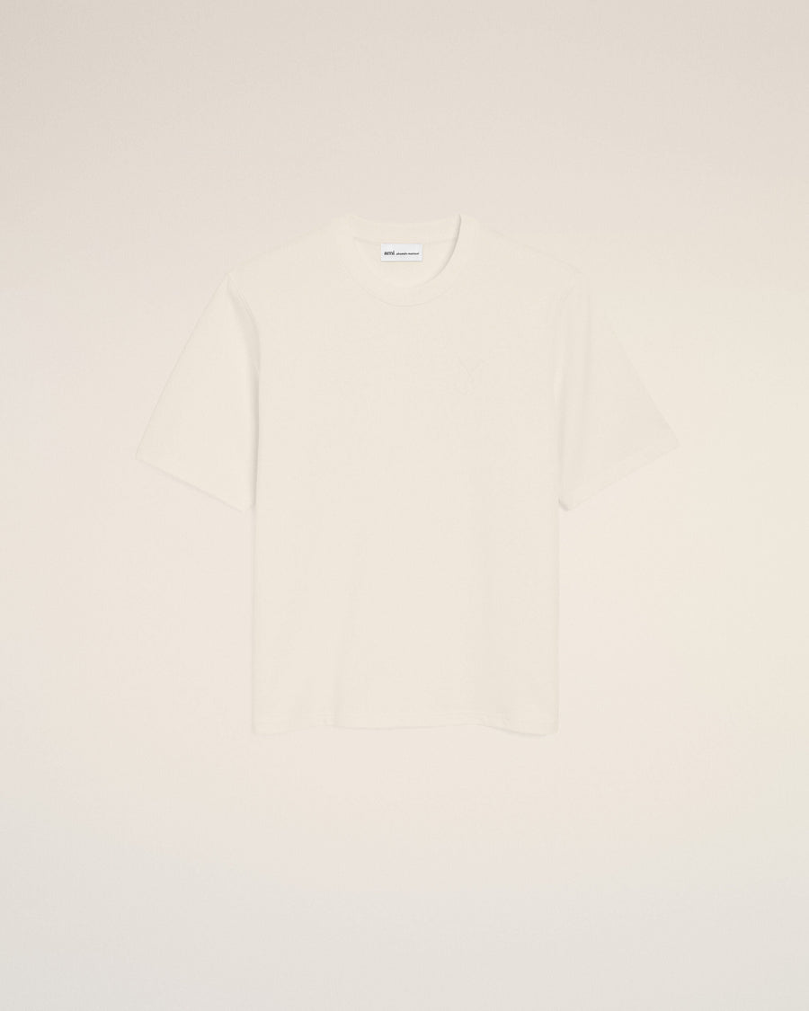 White Cotton Ami De Coeur Embossed T-shirt