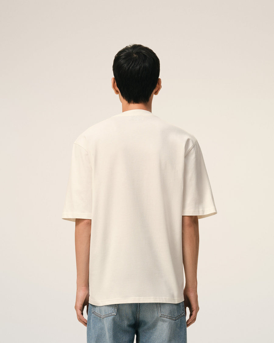 White Cotton Ami De Coeur Embossed T-shirt