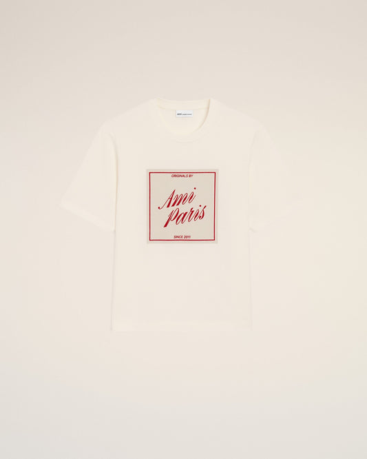 White Cotton Ami Paris Heritage Print T-shirt