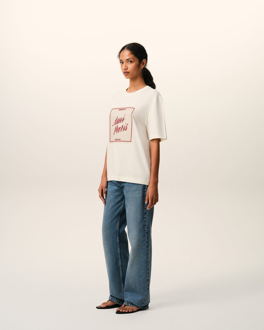 White Cotton Ami Paris Heritage Print T-shirt