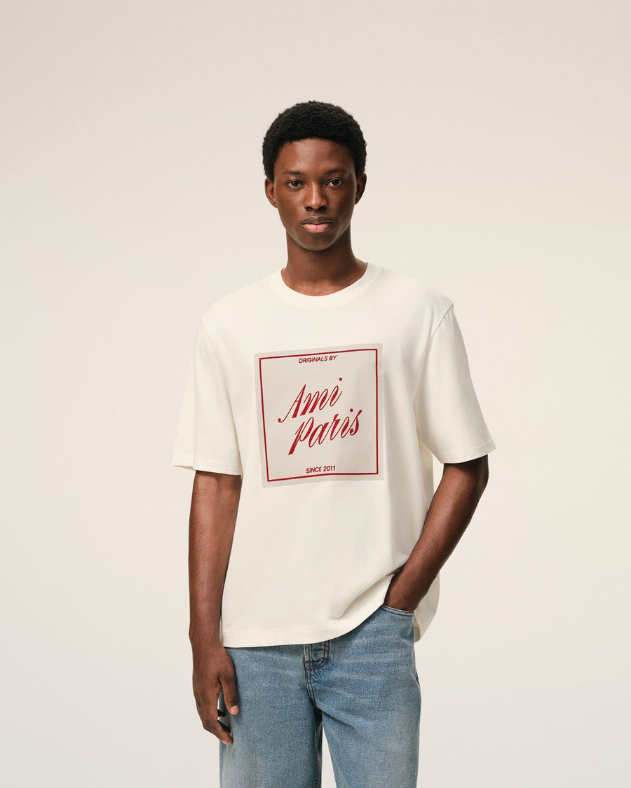 White Cotton Ami Paris Heritage Print T-shirt