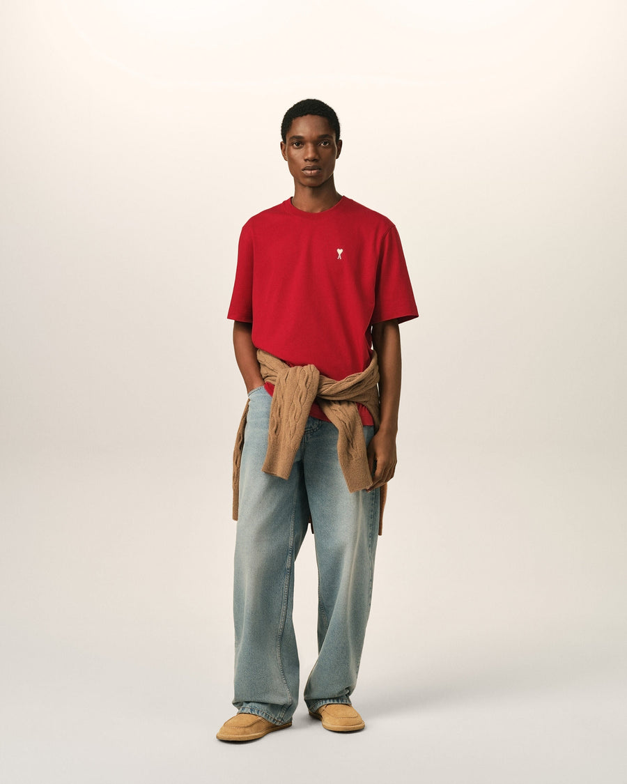 Red printed cotton "Place des Victoires" t-shirt